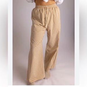 Storia Wide Leg Brown Gingham Pants